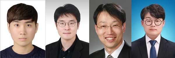 왼쪽부터 강신우 석사과정, 김형준 교수, 이재영 교수, 하윤후 박사과정.
