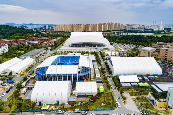 2019광주세계수영대회가 열렸던 남부대학교 국제경기장 전경.