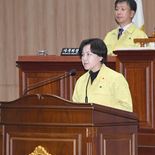 박미정 광주시의원이 22일 임시회 본회의에서 5분발언을 하고 있다. ⓒ광주시의회 제공