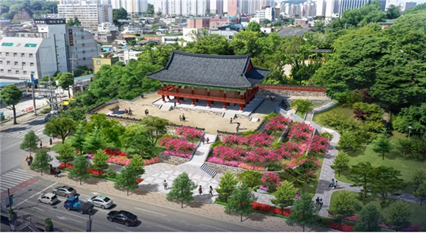 광주광역시 남구 광주공원 일원에 오는 2022년까지 재건될 '희경루' 조감도.