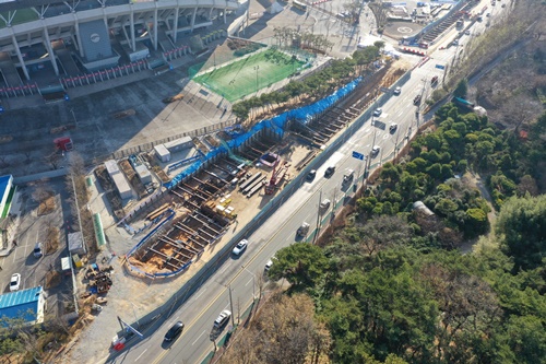 지난해 12월 광주 서구 월드컵경기장 주변 광주도시철도 2호선 공사 모습. ⓒ광주시청 제공