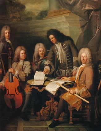 앙드레 부이스(André Bouys), 《음악모임》. 캔버스에 유채, 1710년경.전형적인 바로크 실내악 연주를 보여준다. ⓒ나무위키 갈무리