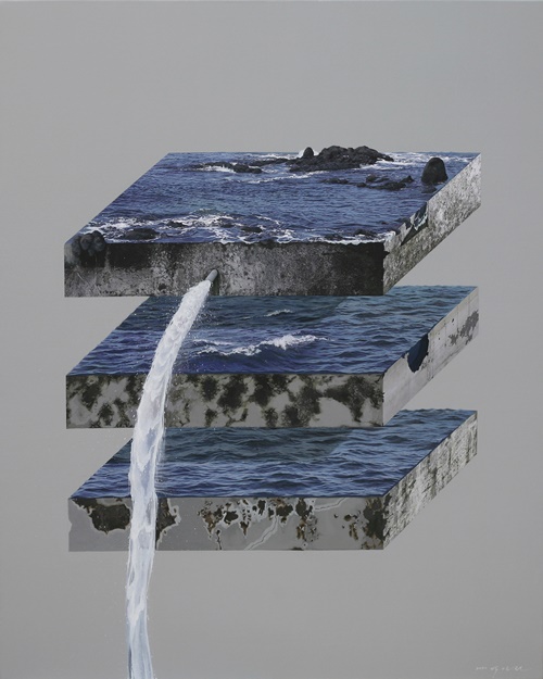 박인선- 물의 흐름[세 개의 파도], 2020, Mixed media on canvas, 72.7×90.9. ⓒ광주비엔날레 제공