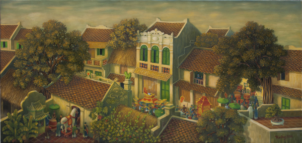 응웬 떼 주이 ,「Vietnam prossession on a street」       127×60㎝,   Oil on canvas. ⓒ은암미술관 제공