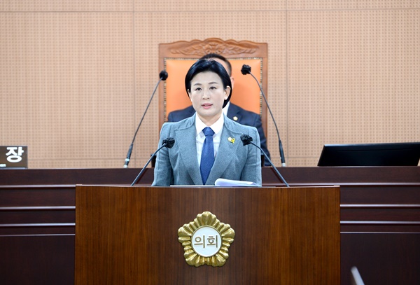전미용 광주북구의원이 9일 임시회 본회의에서 5분발언을 하고 있다.